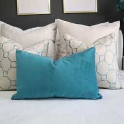 Turquoise Velvet Suede Pillow Cover 12x20 18x18 - thumbnail 2