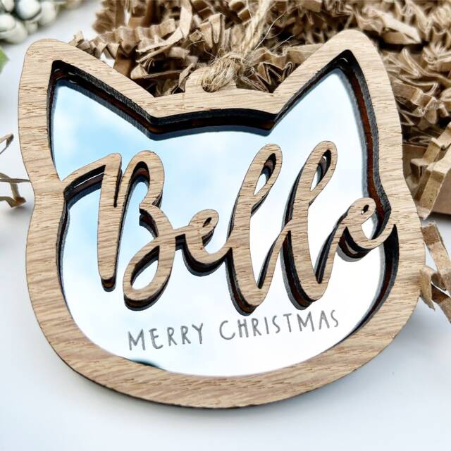 Cat Memorial Christmas Ornament, Personalised Cat Decoration, Gift, Lover Bauble - image 1