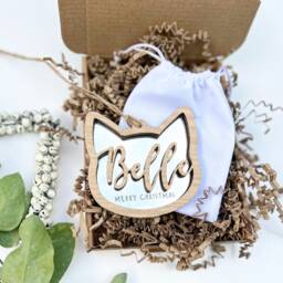 Cat Memorial Christmas Ornament, Personalised Cat Decoration, Gift, Lover Bauble - thumbnail 3