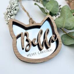Cat Memorial Christmas Ornament, Personalised Cat Decoration, Gift, Lover Bauble - thumbnail 2