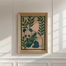 Panda Botanical Poster, Bamboo Wall Art, Wildlife Nature Print, Paper - thumbnail 2