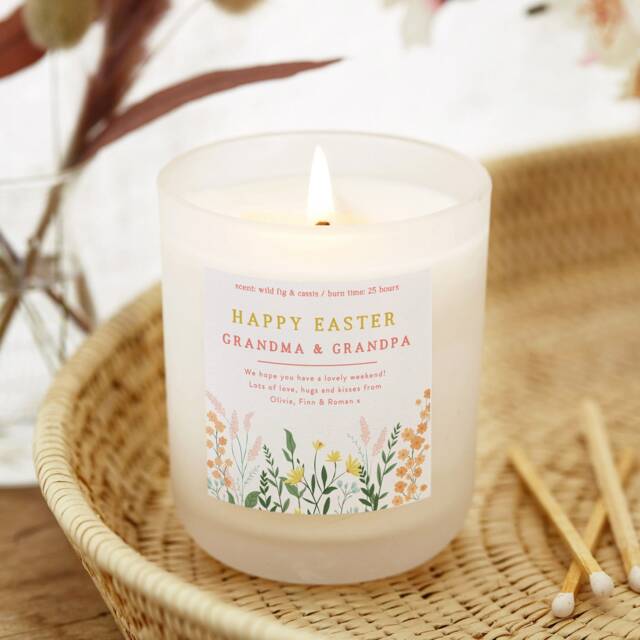 Personalised Easter Candle Gift Spring Wildflower Soy Wax - image 1