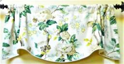 Osanna-Cypress By Charlotte Moss Floral Pattern Window Valance Corded Lined Rod Pocket Scalloped Made To Order - thumbnail 1