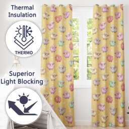 Cute Kawaii Sheep With Yellow Star Background Seamless Pattern Readymade Eyelet Ring Top Thermal 100% Blackout Curtains - thumbnail 3