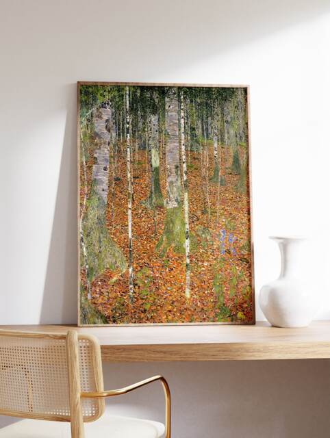 Gustav Klimt Poster, Farmhouse With Birch Trees, Wall Art Decor, Nouveau, Home Interior Design, Modern Art, Gift Idea, Print - image 1