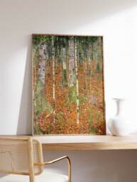 Gustav Klimt Poster, Farmhouse With Birch Trees, Wall Art Decor, Nouveau, Home Interior Design, Modern Art, Gift Idea, Print - thumbnail 1
