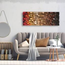Gradient Wall Art - Red Gold Brwon Decor Handmade Sound Diffuser - thumbnail 2