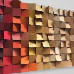 Gradient Wall Art - Red Gold Brwon Decor Handmade Sound Diffuser - thumbnail 3