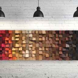 Gradient Wall Art - Red Gold Brwon Decor Handmade Sound Diffuser - thumbnail 4