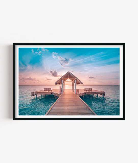 Tropical Pier Photography Print, Turquoise Ocean Wall Art Poster, Seaside Home Decor - image 1