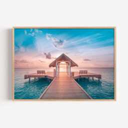 Tropical Pier Photography Print, Turquoise Ocean Wall Art Poster, Seaside Home Decor - thumbnail 2
