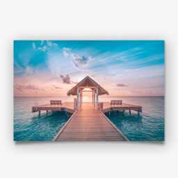 Tropical Pier Photography Print, Turquoise Ocean Wall Art Poster, Seaside Home Decor - thumbnail 3