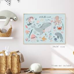 Sea Animals Print, Under The Ocean Nautical Nursery Scandi Decor, Educational Poster, Playroom Prints, Kids Wall Art - thumbnail 2
