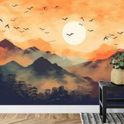 Chinese Wind Painting Wallpaper, Modern Landscape Wall Mural, Peel & Stick Decal - thumbnail 3