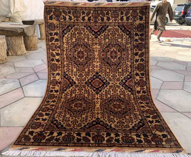 Handwoven Afghan Wool Rug 6.2x4.1 Ft Beljik Naksha Tribal Carpet - image 1