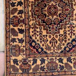 Handwoven Afghan Wool Rug 6.2x4.1 Ft Beljik Naksha Tribal Carpet - thumbnail 3