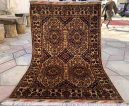 Handwoven Afghan Wool Rug 6.2x4.1 Ft Beljik Naksha Tribal Carpet - thumbnail 1