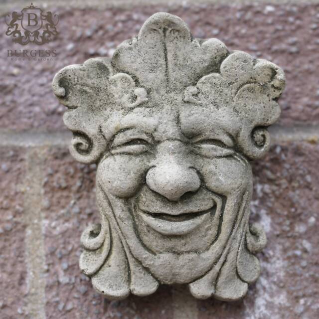 Petite Green Man Stone Hanging Plaque - Ivy Outdoor Statue Decor Garden Ornament Gift - image 1