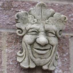 Petite Green Man Stone Hanging Plaque - Ivy Outdoor Statue Decor Garden Ornament Gift - thumbnail 2
