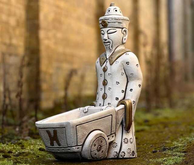 Industrious Chinese Man Sculpture Concrete Figurine Outdoor Soldier Statue Zen Garden Ornament Flower Pot Decoration Lover Gift - image 1