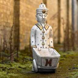 Industrious Chinese Man Sculpture Concrete Figurine Outdoor Soldier Statue Zen Garden Ornament Flower Pot Decoration Lover Gift - thumbnail 3