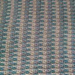 Handmade Crochet Throw Blanket - Cream, Teal, & Gray Striped - thumbnail 3