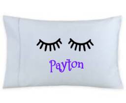Beauty Sleep- Closed Eyes With Lashes - Personalized Pillow Case Many Color Option Available Upon Request - thumbnail 1
