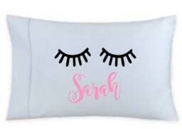 Beauty Sleep- Closed Eyes With Lashes - Personalized Pillow Case Many Color Option Available Upon Request - thumbnail 2