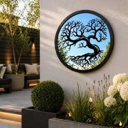 Heart Shaped Tree Garden Mirror, Outdoor Acrylic Wall Art, Of Life Decor - thumbnail 2