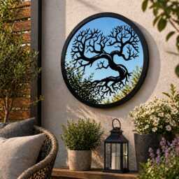 Heart Shaped Tree Garden Mirror, Outdoor Acrylic Wall Art, Of Life Decor