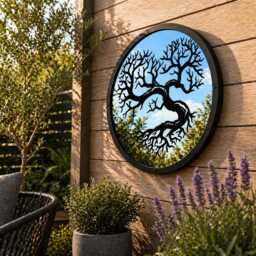Heart Shaped Tree Garden Mirror, Outdoor Acrylic Wall Art, Of Life Decor - thumbnail 3