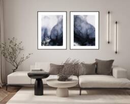 Set Of 2 Navy Blue Wall Art Prints, Detail Abstract Art, Home Decor Poster Lounge, Living Room Kitchen Hallway, Modern Print - thumbnail 1