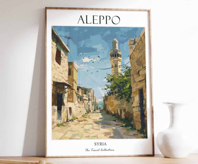 Aleppo Print, Travel Poster, Syria Islamic Decor, Gift For Muslim, Wall Art, Syrian Poster - image 1