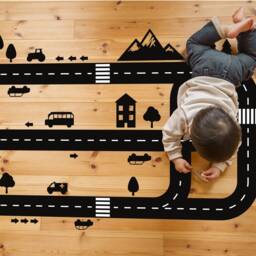 Floor Sticker Race Track Car, Kids Wall Art, Nursery Decor, Playroom Track Decal, Childrens Room - thumbnail 3