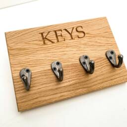 Key Hook Rail - Handmade Holder Oak Storage Wooden Hooks Personalised Homeware - thumbnail 3