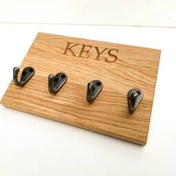 Key Hook Rail - Handmade Holder Oak Storage Wooden Hooks Personalised Homeware - thumbnail 2