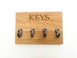 Key Hook Rail - Handmade Holder Oak Storage Wooden Hooks Personalised Homeware - thumbnail 1