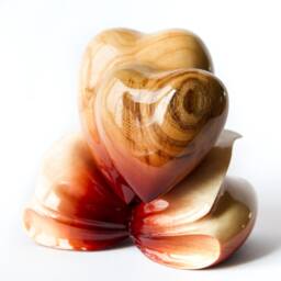 Hand Carved Ash Wood Couple Hearts Statue Minimalist Sculpture - thumbnail 3