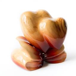 Hand Carved Ash Wood Couple Hearts Statue Minimalist Sculpture - thumbnail 2