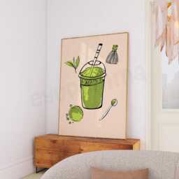 Matcha Print - Home Wall Decor Art Superfood Iced Latte Green Tea - thumbnail 2