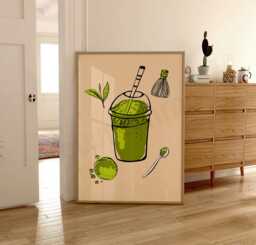 Matcha Print - Home Wall Decor Art Superfood Iced Latte Green Tea - thumbnail 1
