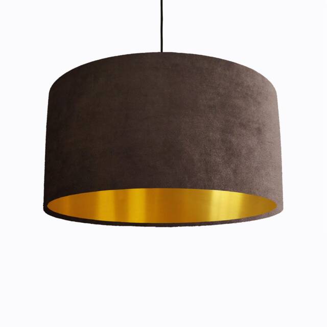 Brown Lampshade in Velvet With Gold Lining - image 1