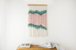 Dip Dye Fiber Art, Textile Wall Hanging, Modern Tapestry, Contemporary Home Decor, Unique Art - thumbnail 1
