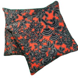 Red Floral Cushion Cover Botanical Tree Of Life Print - thumbnail 3