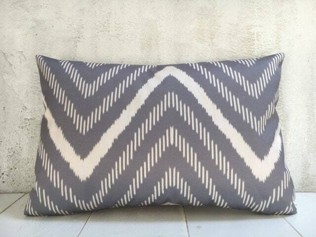 Silk Ikat Pillow Cover, Handwoven Style Cushion - 16x24 - image 1