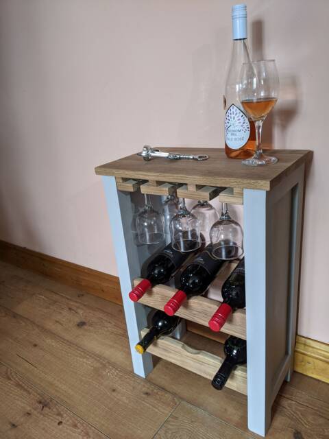 Painted, Oak Wine Rack With Glass Storage - image 1