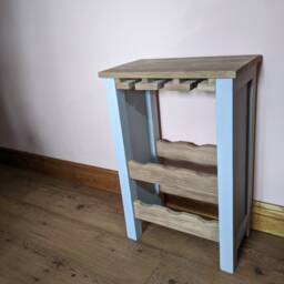 Painted, Oak Wine Rack With Glass Storage - thumbnail 3