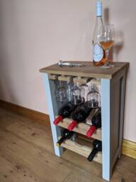 Painted, Oak Wine Rack With Glass Storage - thumbnail 1