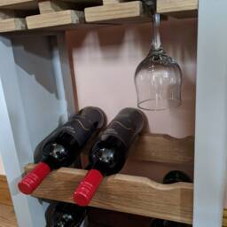 Painted, Oak Wine Rack With Glass Storage - thumbnail 2