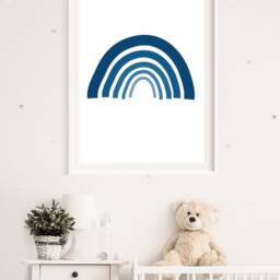 Blue Rainbow Print, Boys Nursery Prints, Wall Art, Bedroom Weather Playroom Art - thumbnail 3